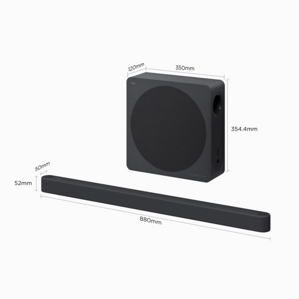 TCL A65K-UK Design Series 3.1.2ch Dolby Atmos Soundbar & DTS:X Soundbar with Subwoofer