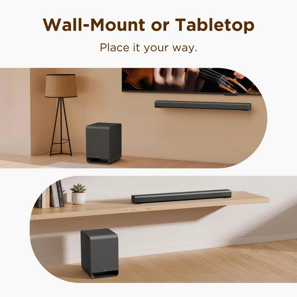 TCL S60K-UK 3.1ch Dolby Atmos & DTS:X Soundbar with Wireless Subwoofer - Black