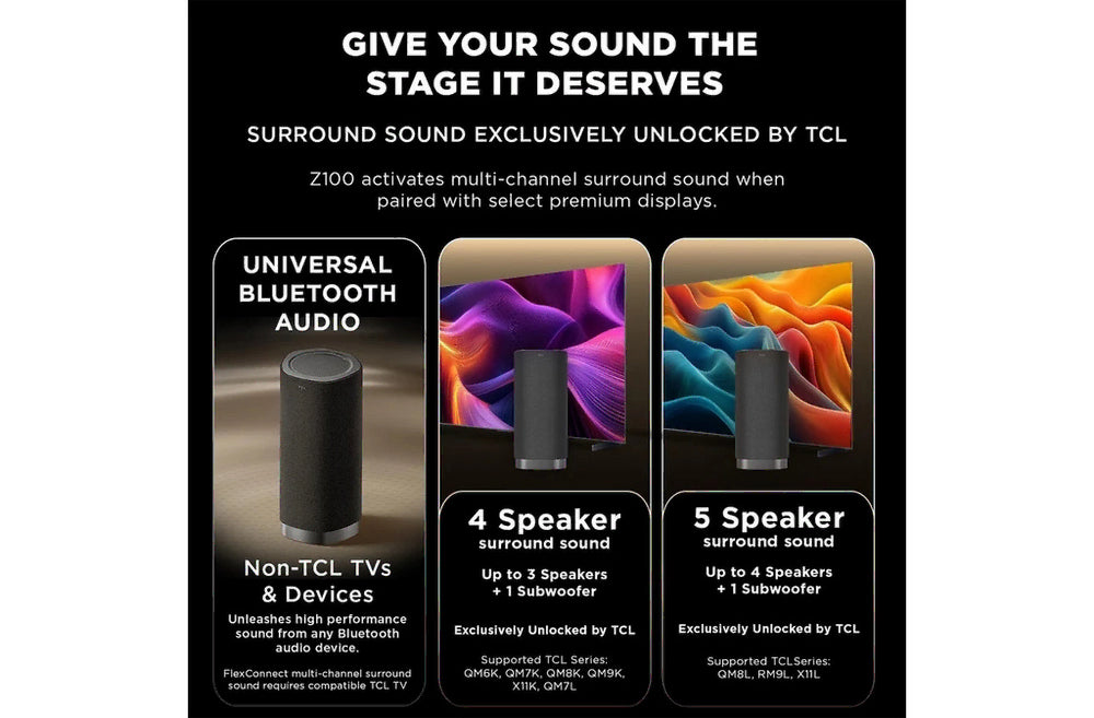 TCL Z100 Wireless Home Theater Speaker with Dolby Atmos FlexConnect Technology with Bluetooth Music Streaming