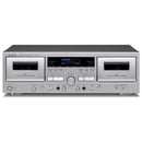 Teac W1200 Twin Cassette Deck with Microphone Mixing and USB Output - Silver Silver