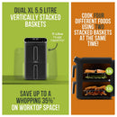 Tower T17190 Vortx 11L Dual Layer Air Fryer - Black with Chrome Trim