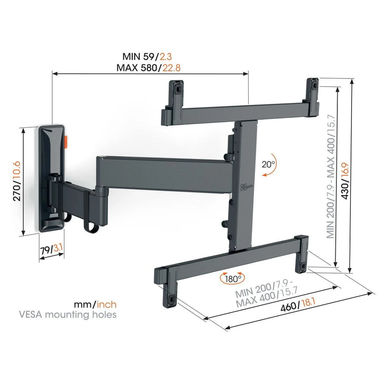 Vogels Comfort TVM 3465 Full-Motion TV Wall Mount from 32 to 65 inches - Open Box Clearance