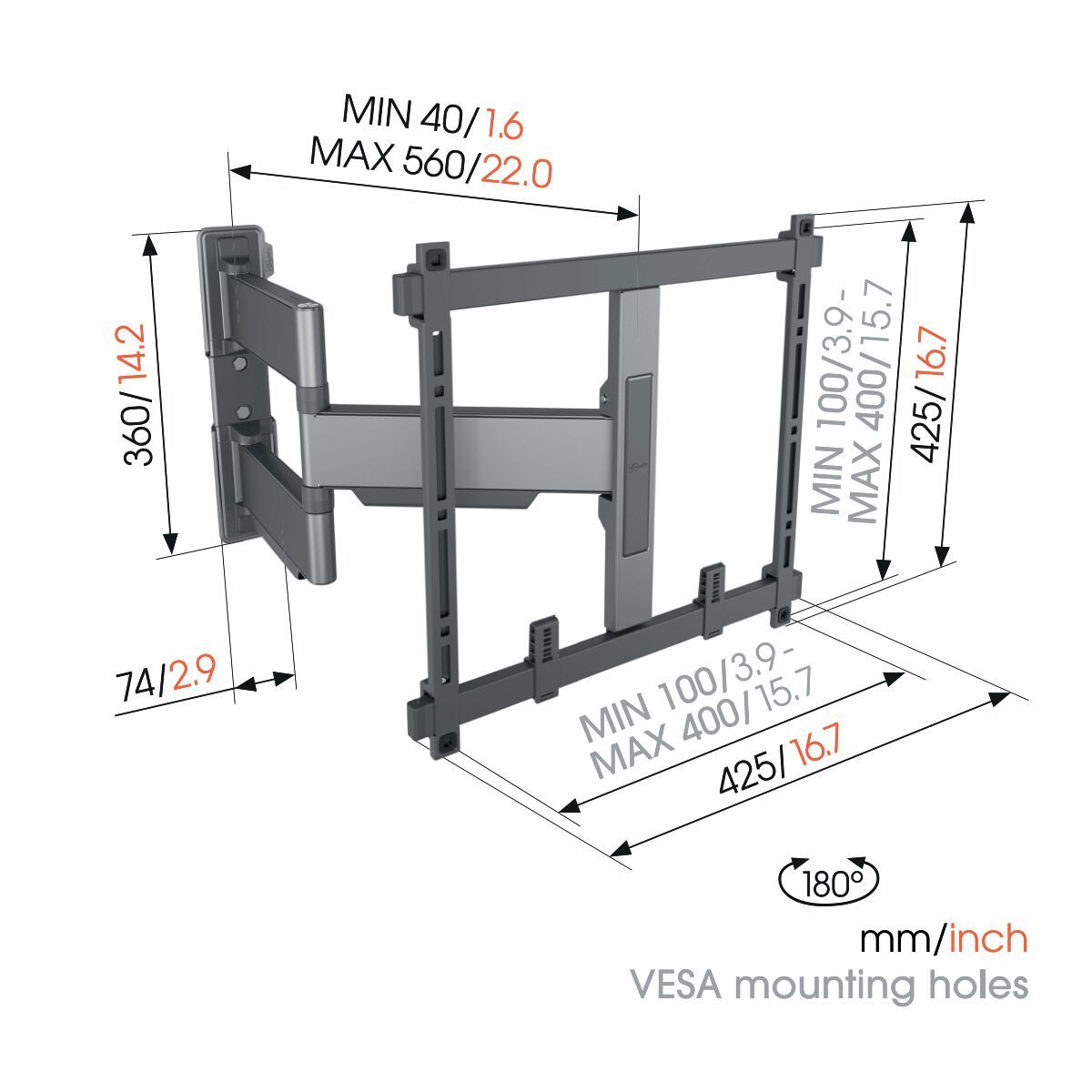 Vogels ELITE TVM 5445 Full-Motion TV Wall Mount Black - Clearance