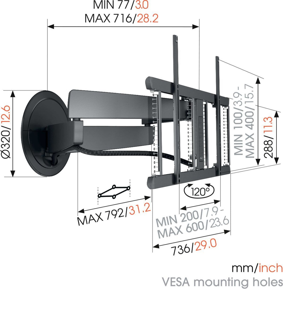 Vogels TVM 7655 Full-Motion TV Wall Mount Black
