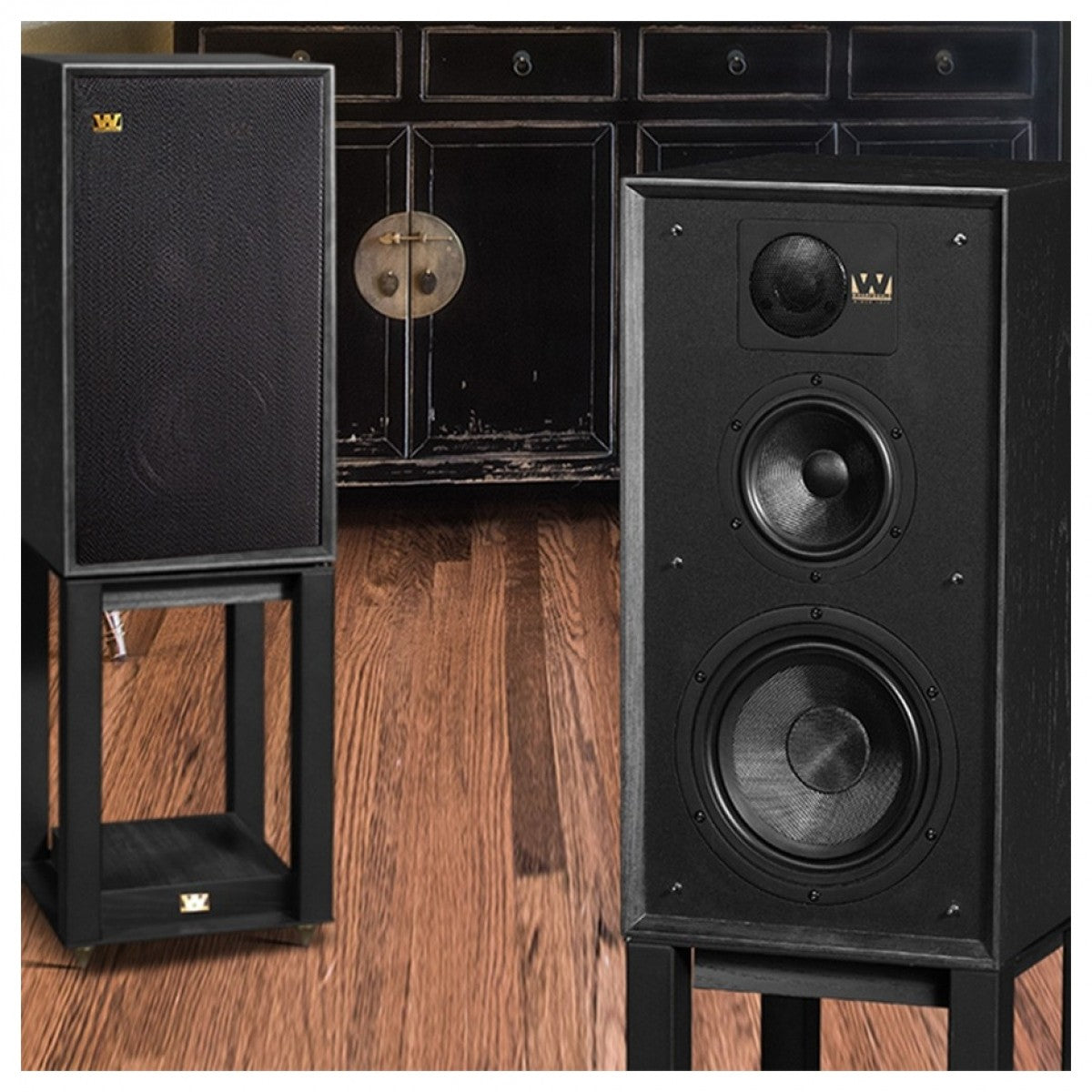 Wharfedale Linton Heritage Standmount Speakers with Matching Stands Mahogany - Ex-Display Clearance