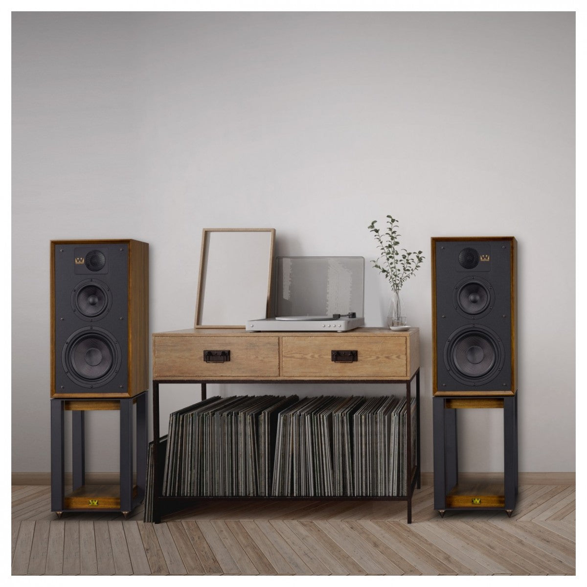 Wharfedale Linton Heritage Standmount Speakers with Matching Stands - Walnut Walnut