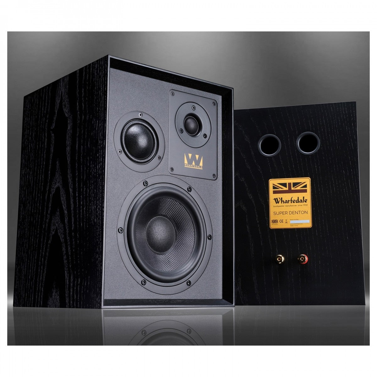 Wharfedale Super Denton Heritage Standmount Bookshelf Speakers Pair - Black Oak Black