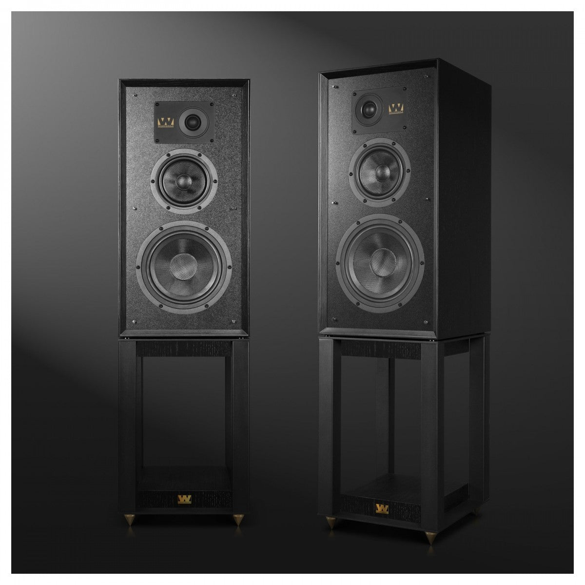 Wharfedale Super Linton Heritage Standmount Speakers with Matching Stands - Black Oak Black