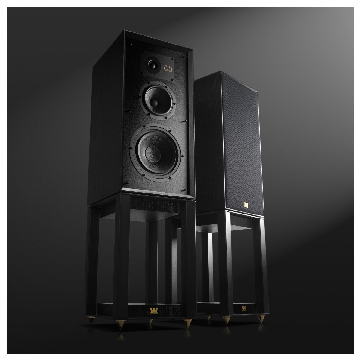 Wharfedale Super Linton Heritage Standmount Speakers with Matching Stands - Black Oak Black