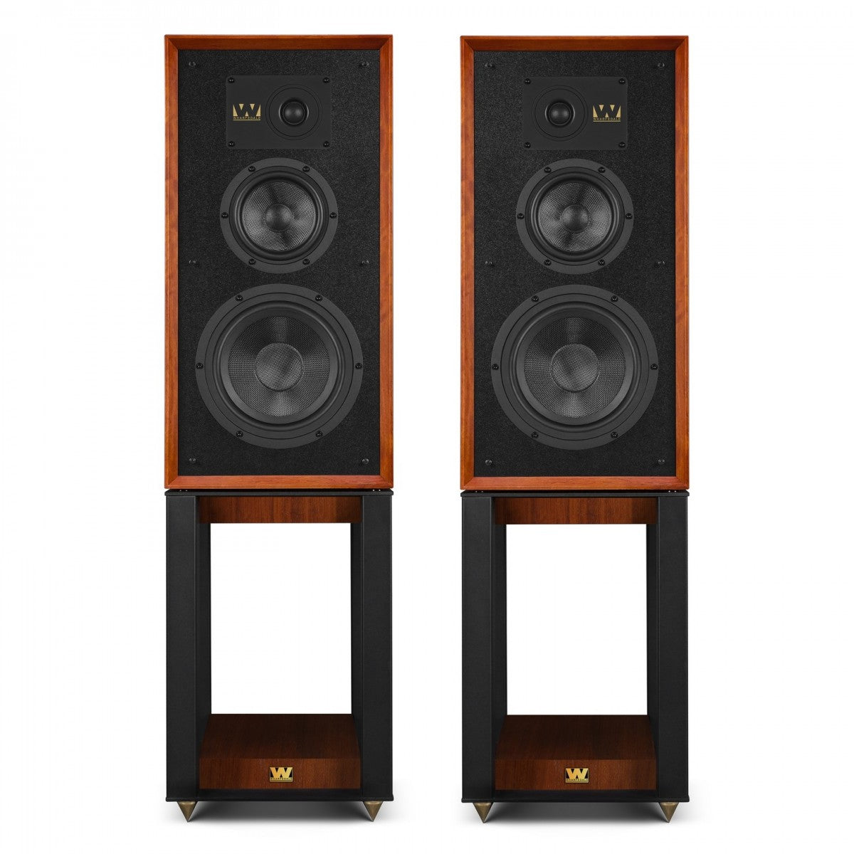 Wharfedale Super Linton Heritage Standmount Speakers with Matching Stands - Mahogany Mahogany