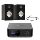 WiiM Amp Ultra Streaming Amplifier Grey with Monitor Audio Bronze 50 7G Bookshelf Speakers Black Pair