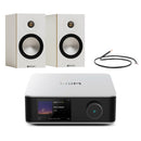 WiiM Amp Ultra Streaming Amplifier Silver with Monitor Audio Bronze 50 7G Bookshelf Speakers White Pair