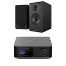 WiiM Amp Ultra Streaming Amplifier Space Grey with Acoustic Energy AE300 MKII Bookshelf Speakers Black