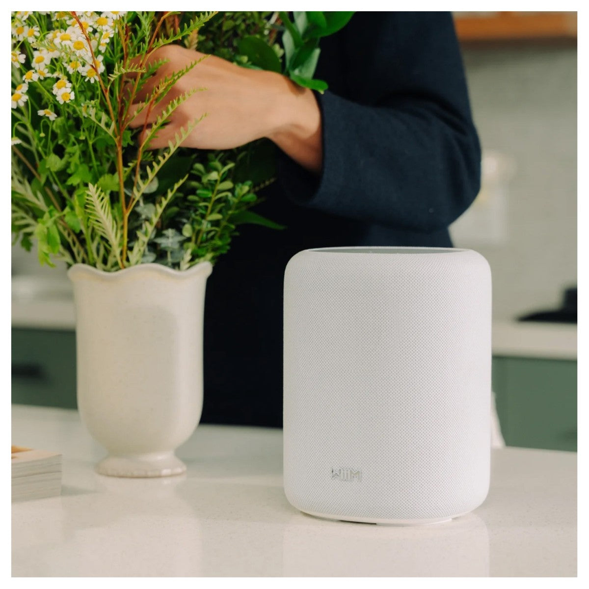 WiiM Sound Lite Wireless Smart Speaker with WiiM NorStone Wall Mount (Single) - White