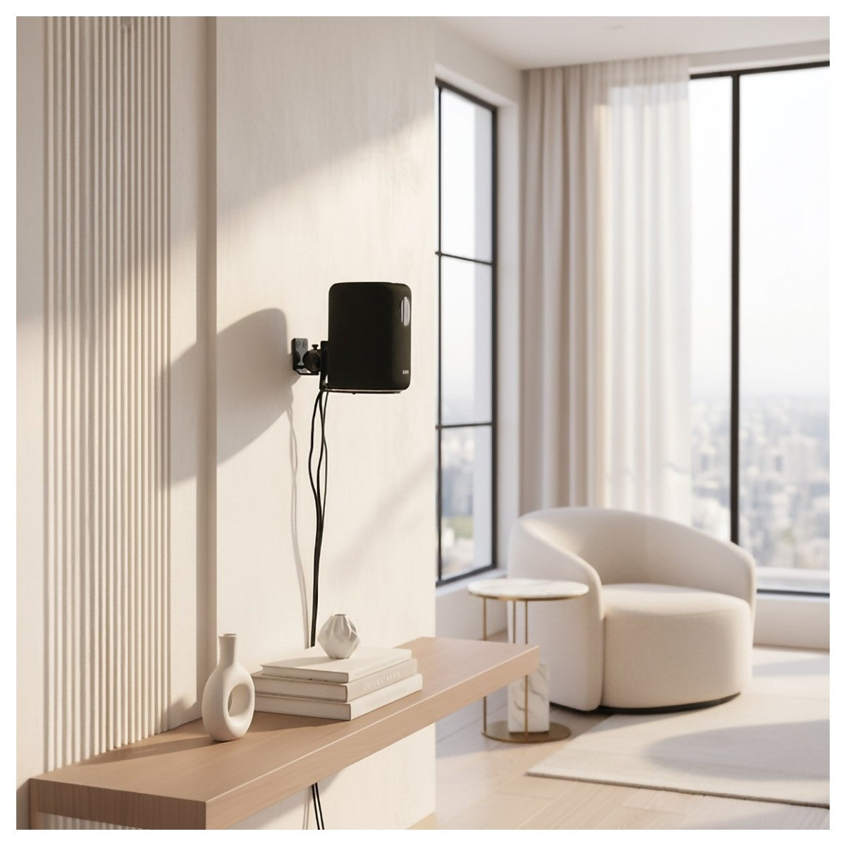 WiiM Sound Wireless Smart Speaker with WiiM NorStone Wall Mount (Single) - Black Black