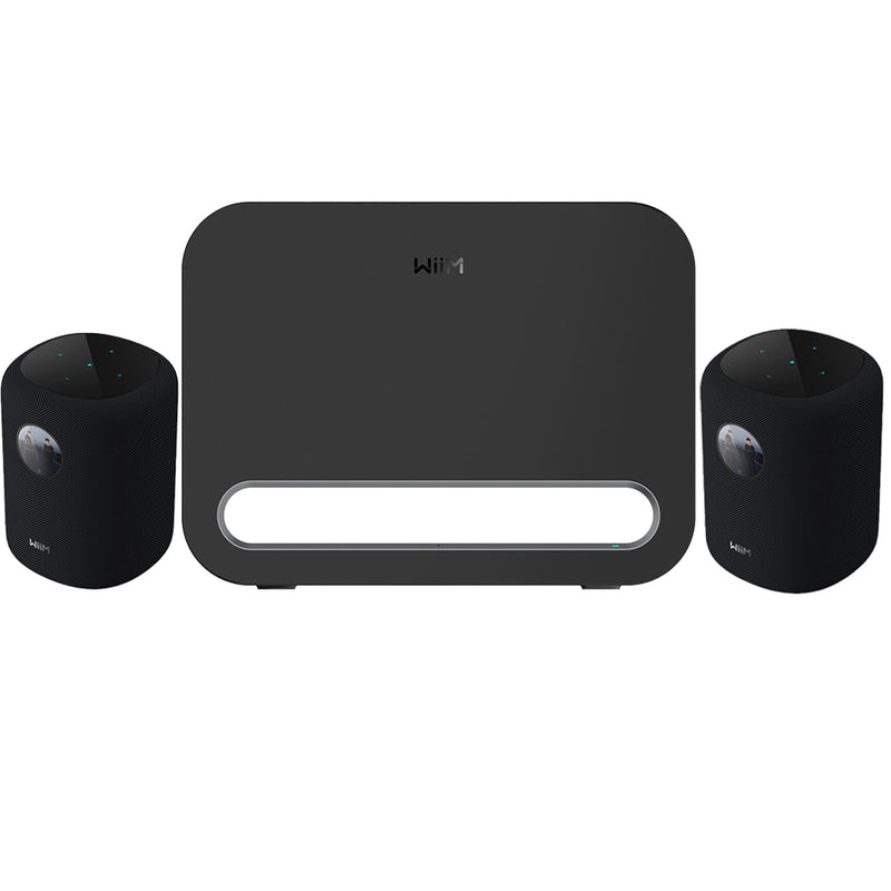 WiiM Sub Pro Wireless Subwoofer with WiiM SOUND Wireless Multiroom Smart Speakers Pair - Black Black