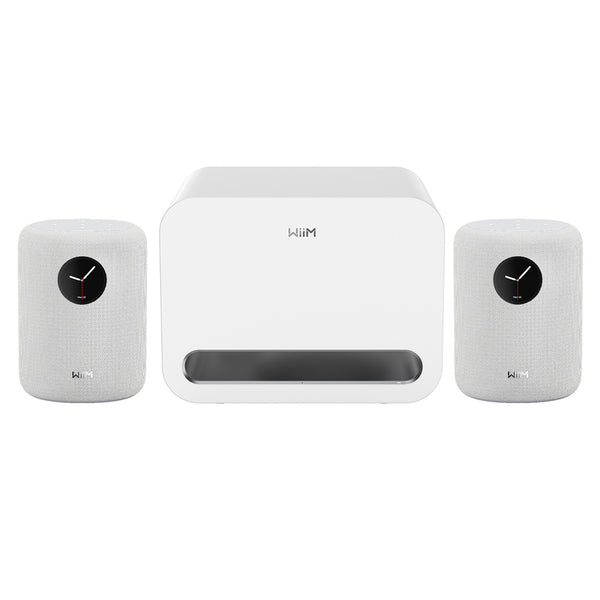 WiiM Sub Pro Wireless Subwoofer with WiiM SOUND Wireless Multiroom Smart Speakers Pair - White White