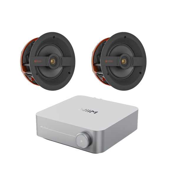 Wiim Amp Silver with Monitor Audio C1M In-Ceiling Speakers Pair Package