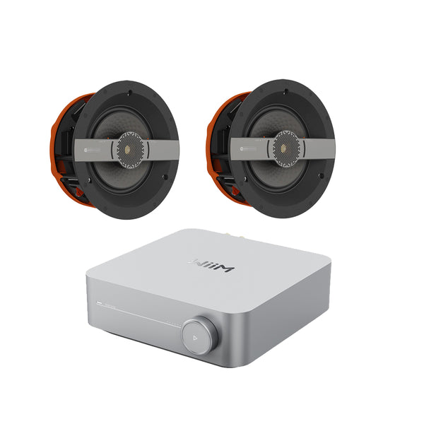 Wiim Amp Silver with Monitor Audio C2M In-Ceiling Speakers Pair Package