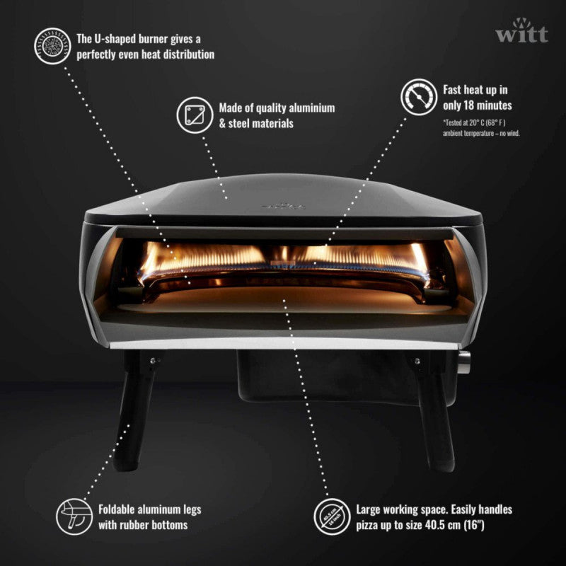 Witt Etna Fermo 16 Inches Pizza Oven Black Black