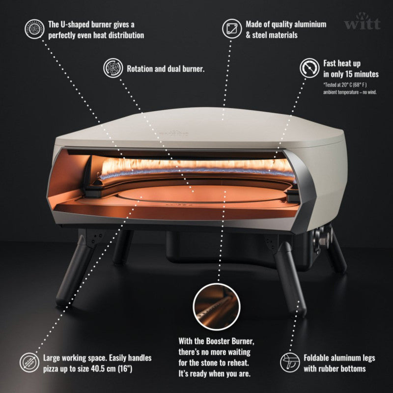 Witt Etna Rotante 16 Inches Pizza Oven with Rotating Turntable Stone Stone
