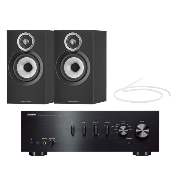 Yamaha AS501 Integrated Amplifier with Bowers & Wilkins 607 S3 Bookshelf Speakers Pair Black HiFi Package