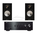 Yamaha AS501 Integrated Amplifier with Monitor Audio Bronze 50 7G Bookshelf Speakers Pair Black HiFi Package