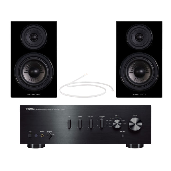 Yamaha AS501 Integrated Amplifier with Wharfedale Diamond 12.2 Bookshelf Speakers Pair Black HiFi Package