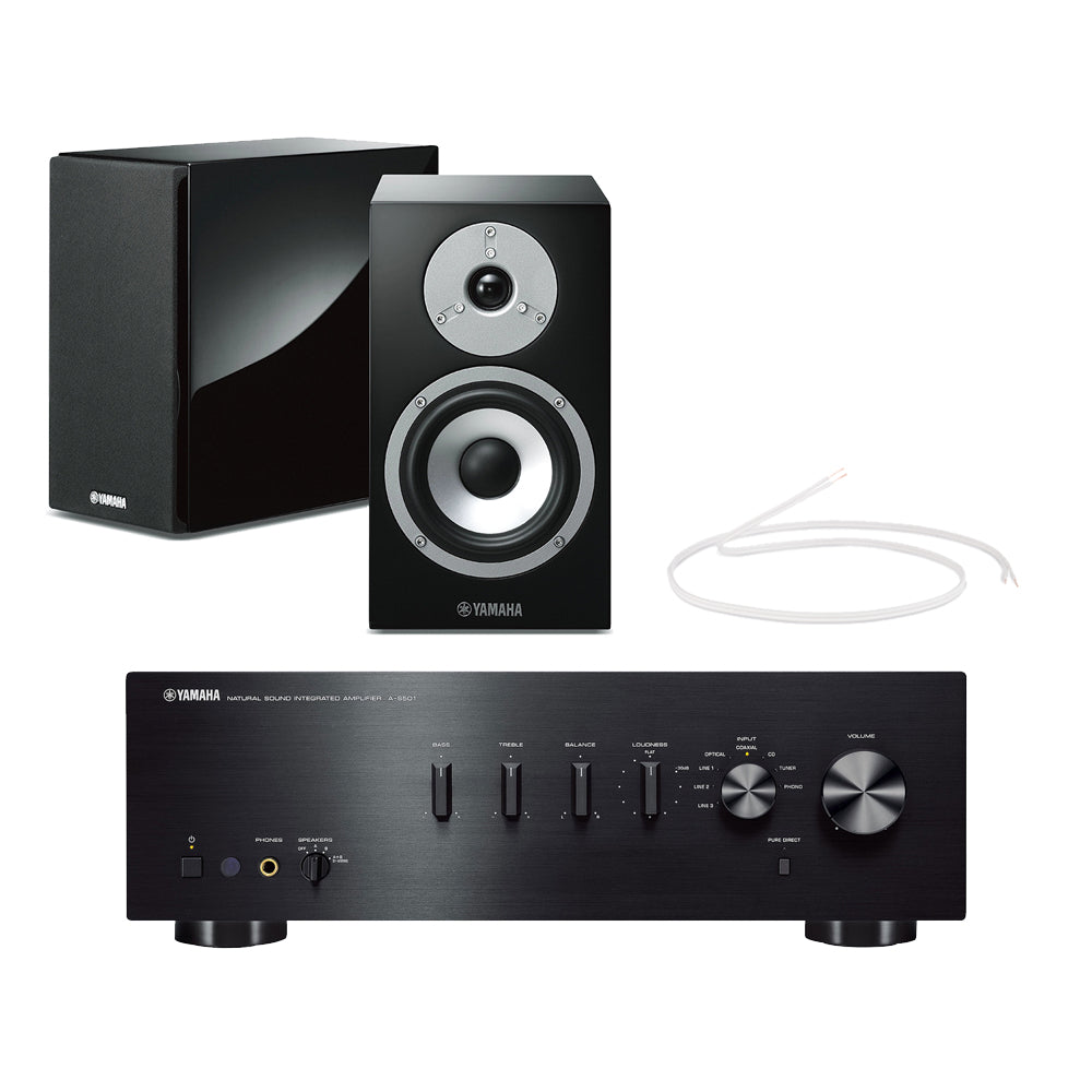 Yamaha AS501 Integrated Amplifier with Yamaha NS-BP401 Bookshelf Speakers Pair Black Hi-Fi Package
