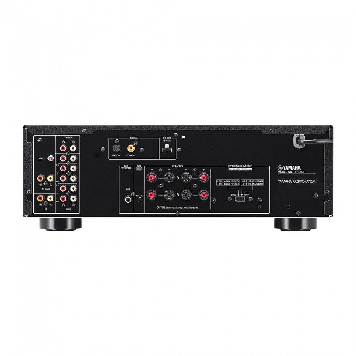 Yamaha AS501 Integrated Stereo Amplifier with Acoustic Energy AE100 MK2 Bookshelf Speakers Pair Walnut HiFi Package