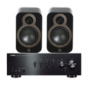 Yamaha AS501 Integrated Stereo Amplifier with Q Acoustics 3020C Bookshelf Speakers Pair Black HiFi Package