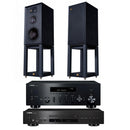 Yamaha R-N600A Network Receiver & CD-S303 CD Player with Wharfedale Linton Heritage Standmount Speakers with Matching Stands - Black