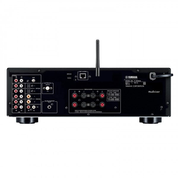 Yamaha R-N600A Network Receiver with Wharfedale Linton Heritage Standmount Speakers with Matching Stands - Black