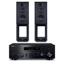 Yamaha R-N600A Network Receiver with Wharfedale Linton Heritage Standmount Speakers with Matching Stands - Black