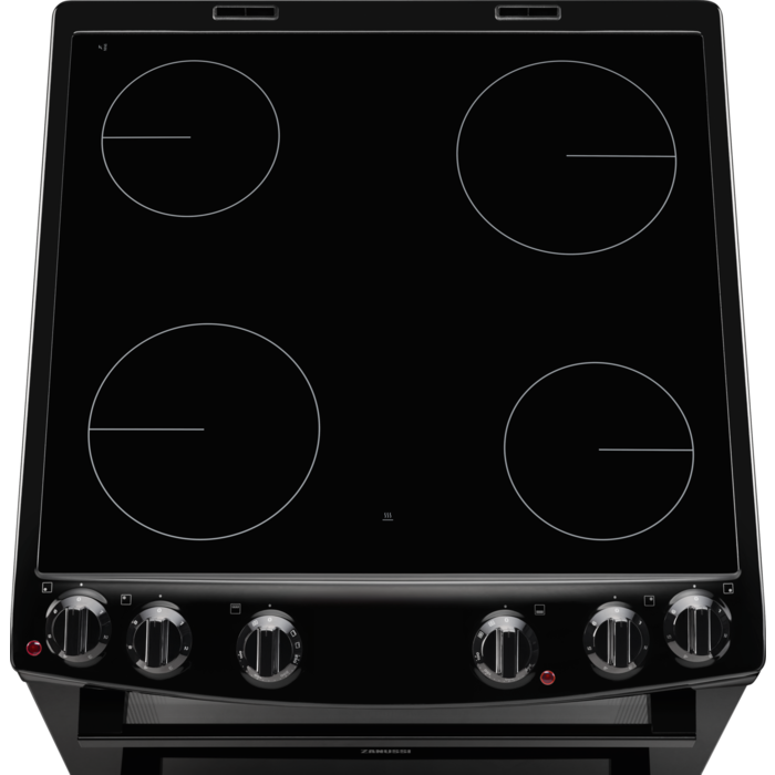 Zanussi ZCV66050BA Ceramic Electric Cooker with Double Oven Black Black