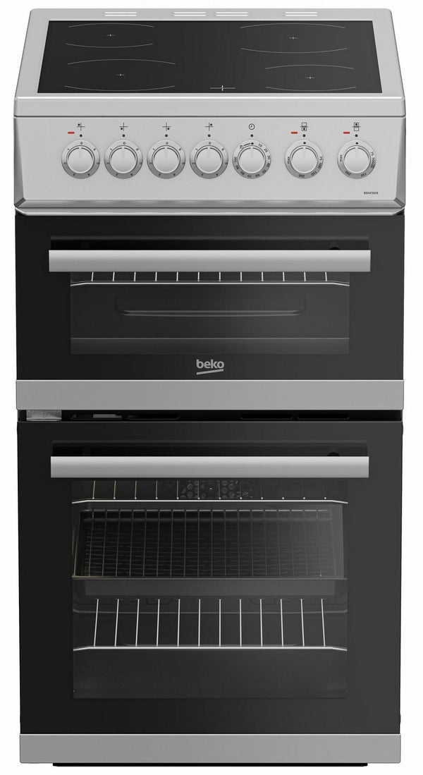 Beko EDVC503S 50cm Double Oven Electric Cooker with Ceramic Hob - Silver