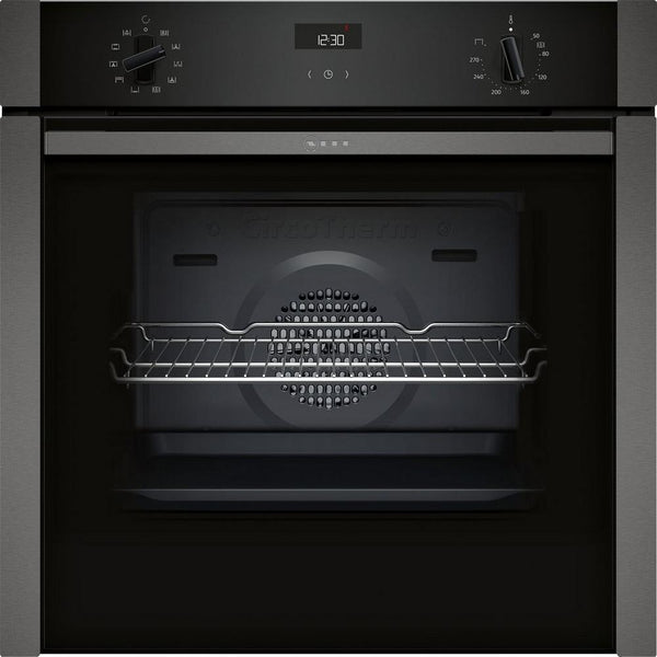 Neff B3ACE4HG0B Slide and Hide 59.4cm Built In Electric Single Oven - Black with Graphite Trim