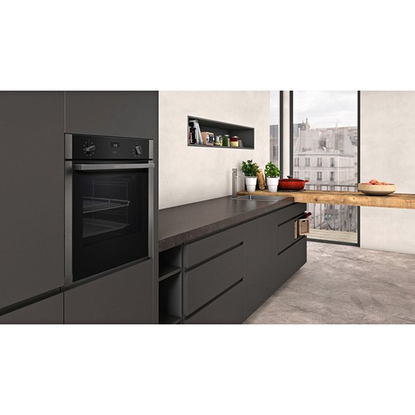 Neff B3ACE4HG0B Slide and Hide 59.4cm Built In Electric Single Oven - Black with Graphite Trim