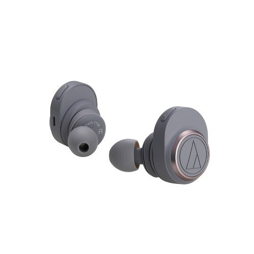 Audio Technica ATHCKR7TW Wireless Bluetooth Earbud Headphones Grey Front View