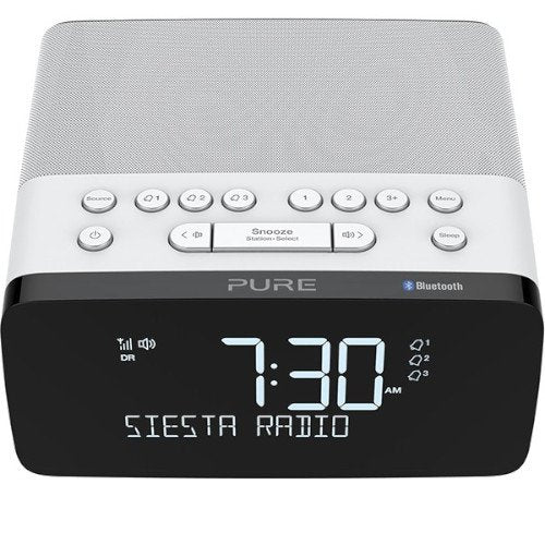 PURE Siesta Charge DAB+/FM & Blutooth with Qi Wireless Charging Pad In White Aerial