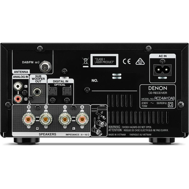 Denon RC DM41 DAB Micro Hi Fi System Radio Bluetooth CD Player Black Rear View