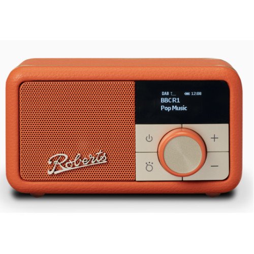 Roberts Revival Petite DAB DAB+ FM RDS digital radio rechargeable batteries USB charge Pop Orange