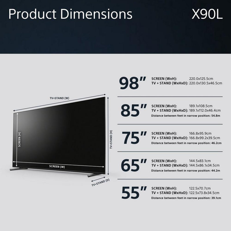 Sony XR98X90LU 98 Inch X90L 4K UHD HDR Full Array LED Google Smart Bravia TV 2023