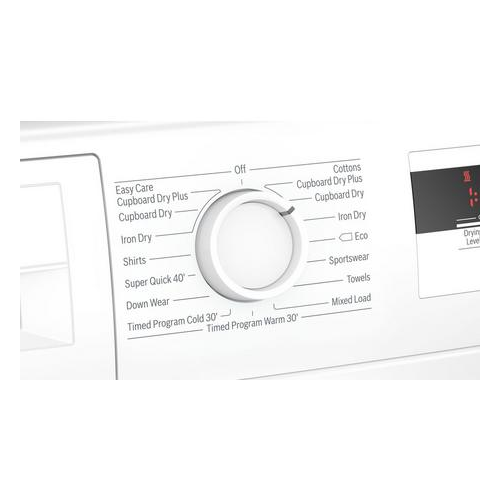 Bosch WTH84000GB Tumble Dryer A+ Energy Rated 8kg In White Top Half Side Image