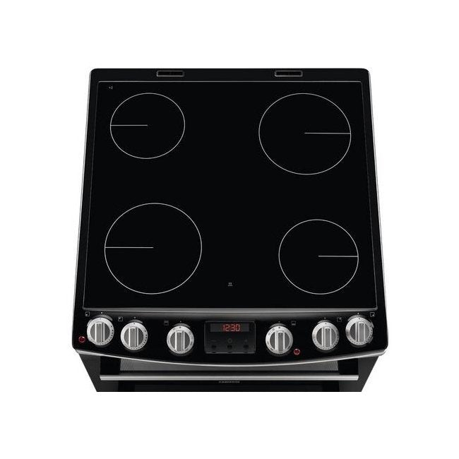 Zanussi ZCV66078XA 60cm Electric Double Oven with Ceramic Hob Stainless Steel Black