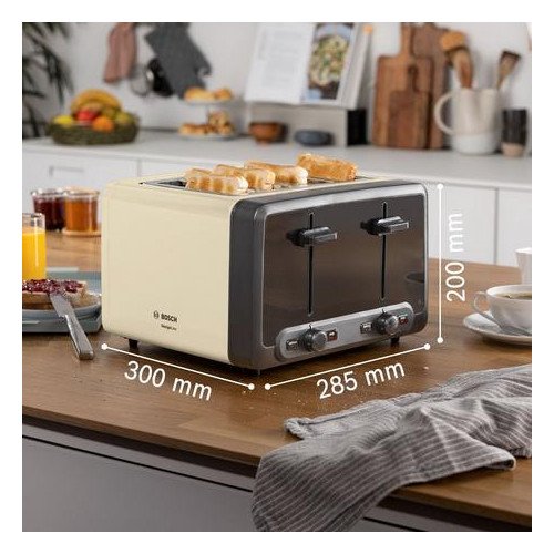Bosch TAT4P447GB 4 Slot Toaster Cream Cream