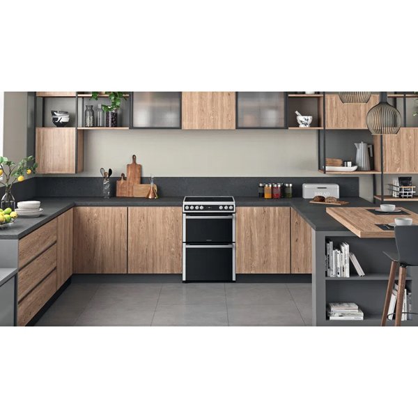 Hotpoint HDT67V9H2CX UK Double 60cm Gas Cooker Inox Inox