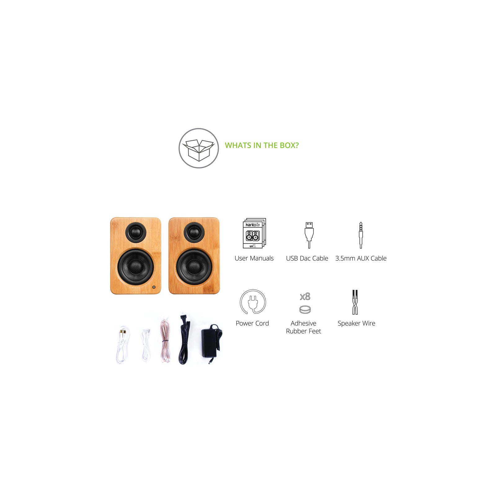 Kanto YU2 Powered Desktop Speakers Bamboo Bamboo