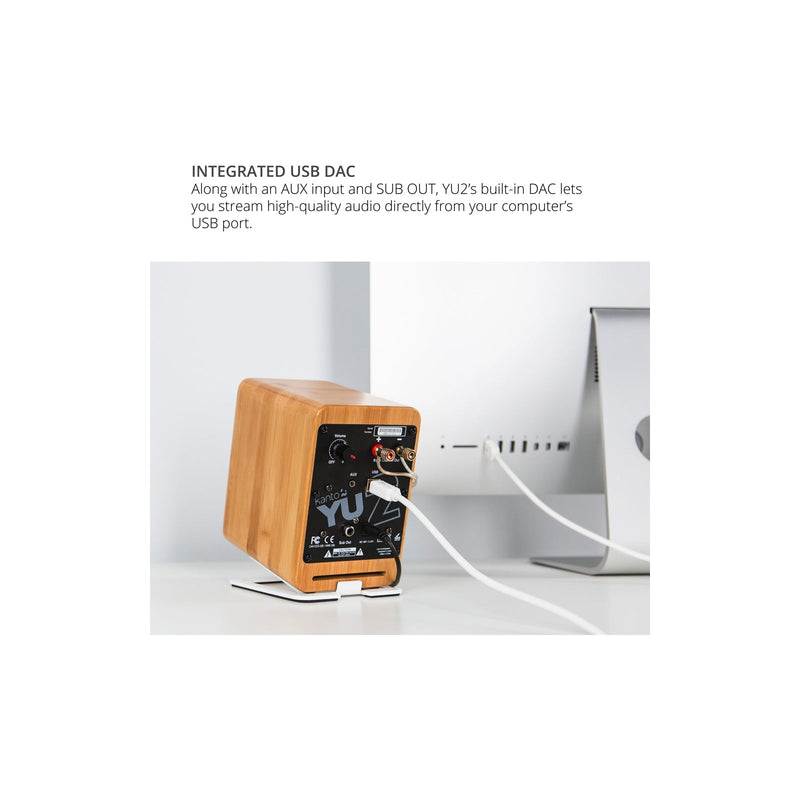 Kanto YU2 Powered Desktop Speakers Bamboo Bamboo