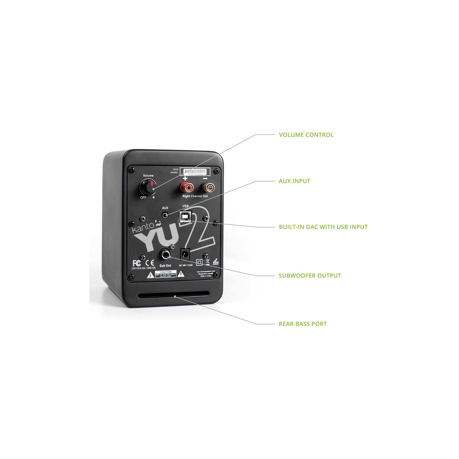 Kanto YU2 Powered Desktop Speakers Matte Black Matte Black